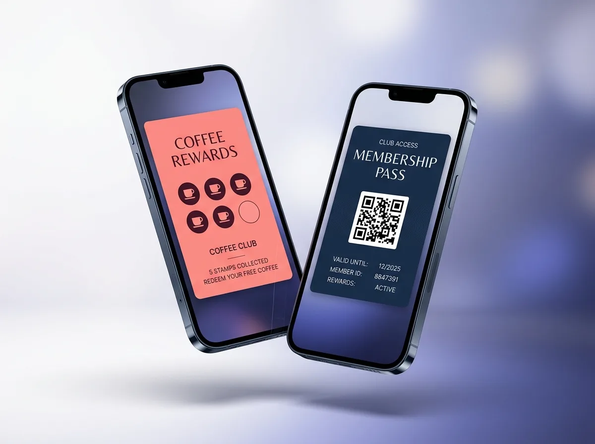 Hero — two phones showing a pass in Apple Wallet and Google Wallet